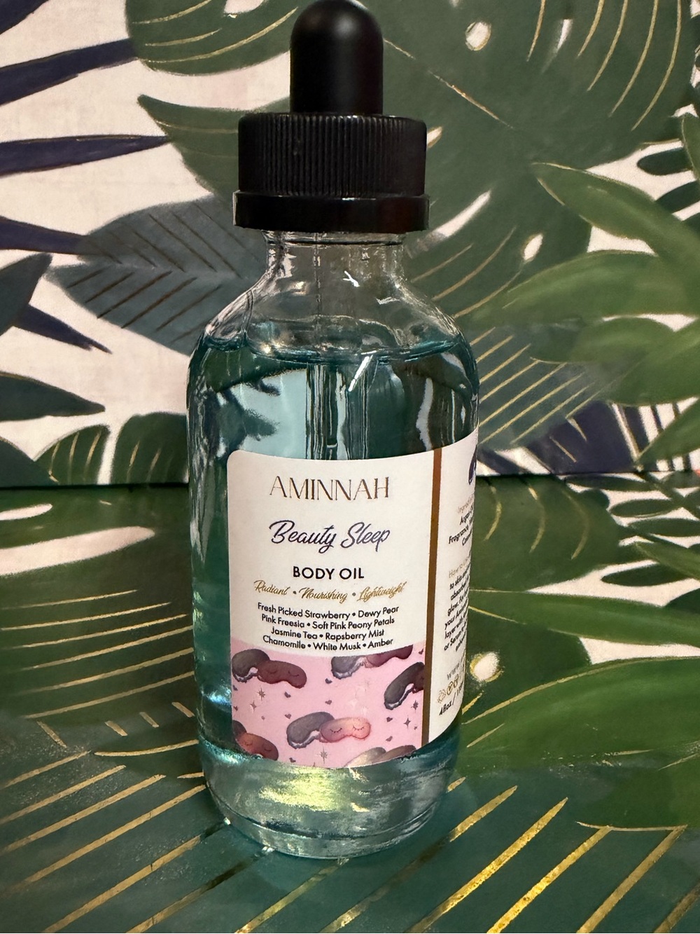 Aminnah Beauty Sleep Body Oil 4 oz Strawberry Pear Peony Jasmine Limited